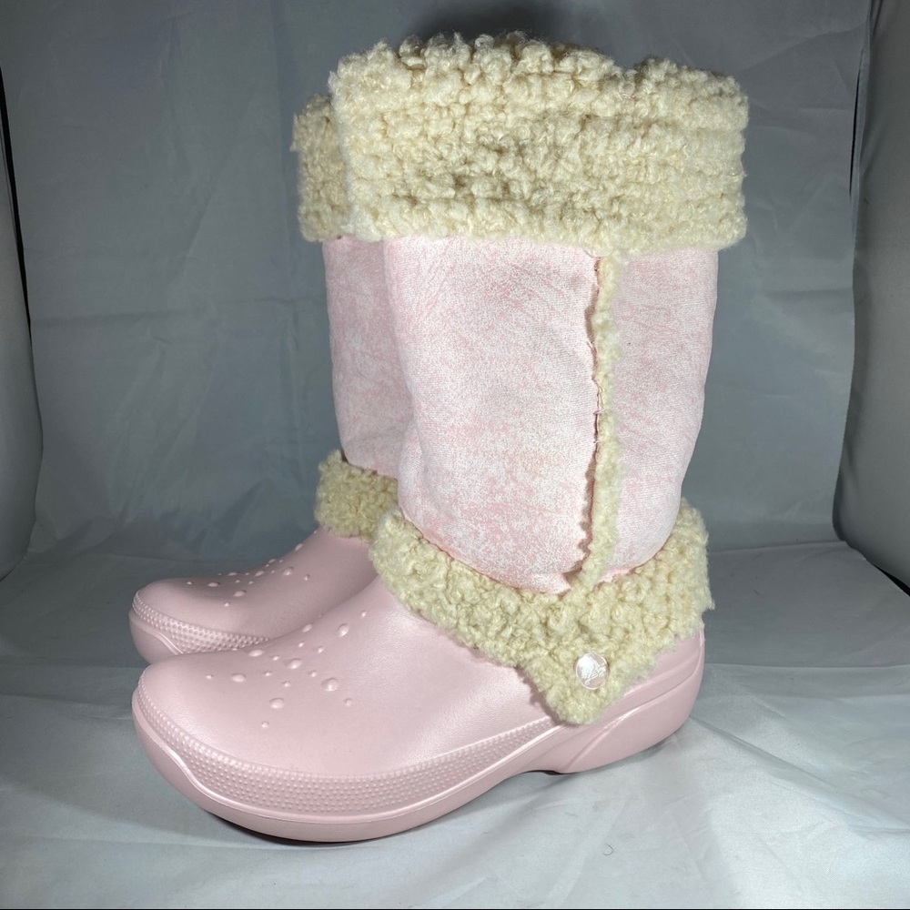 Crocs Winter Boots Pink Nadia Mid Calf Snow Clogs